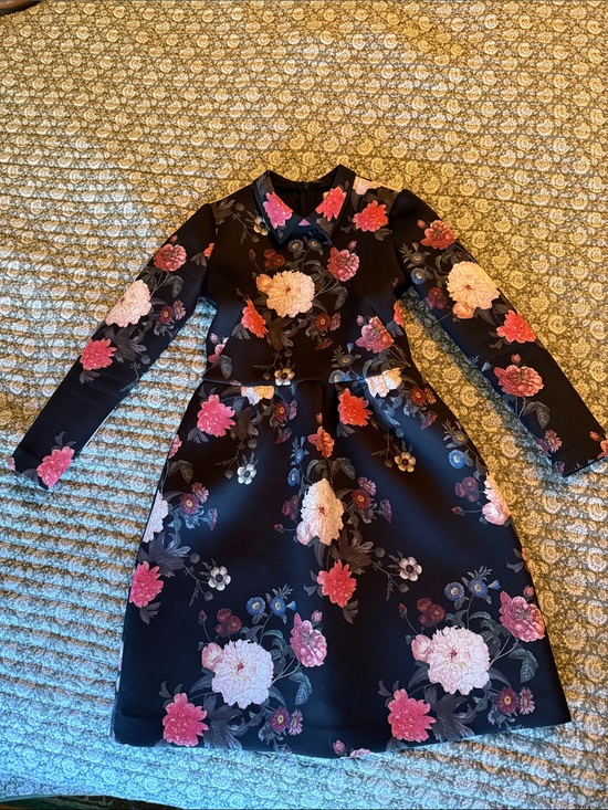 ERIN by Erin Fetherston Dresses & Skirts - ERIN by Erin Fetherston Black Floral Long-Sleeve Fit & Flare‎ Dress